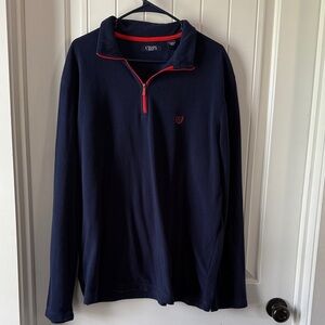 Chaps Dark Blue Pullover with Bright Red Trim